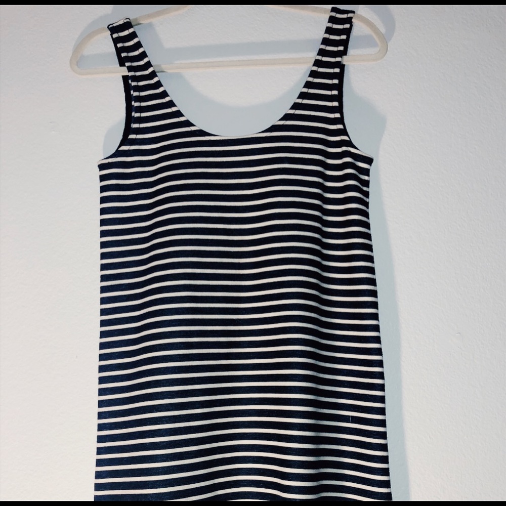 MADEWELL navy blue & cream striped tank top dress
